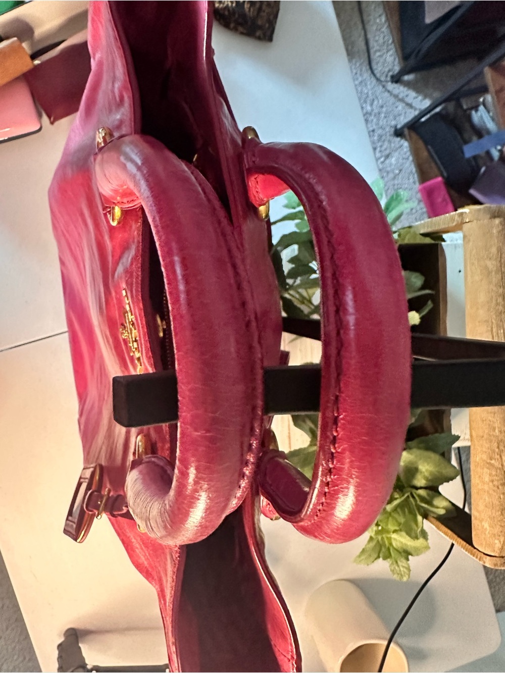 Prada Bright Fuchsia Leather Shoulder Tote - Picture 8 of 16